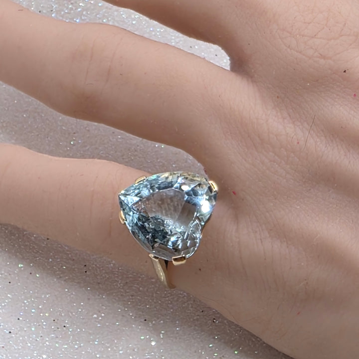 Gold and Natural Aquamarine Heart Ring