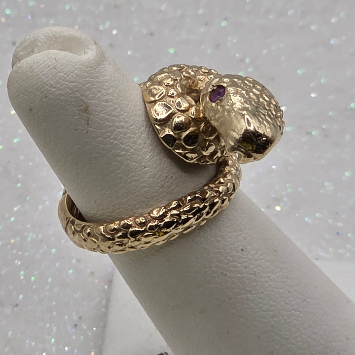 Gold & Ruby Coiled Snake Ring