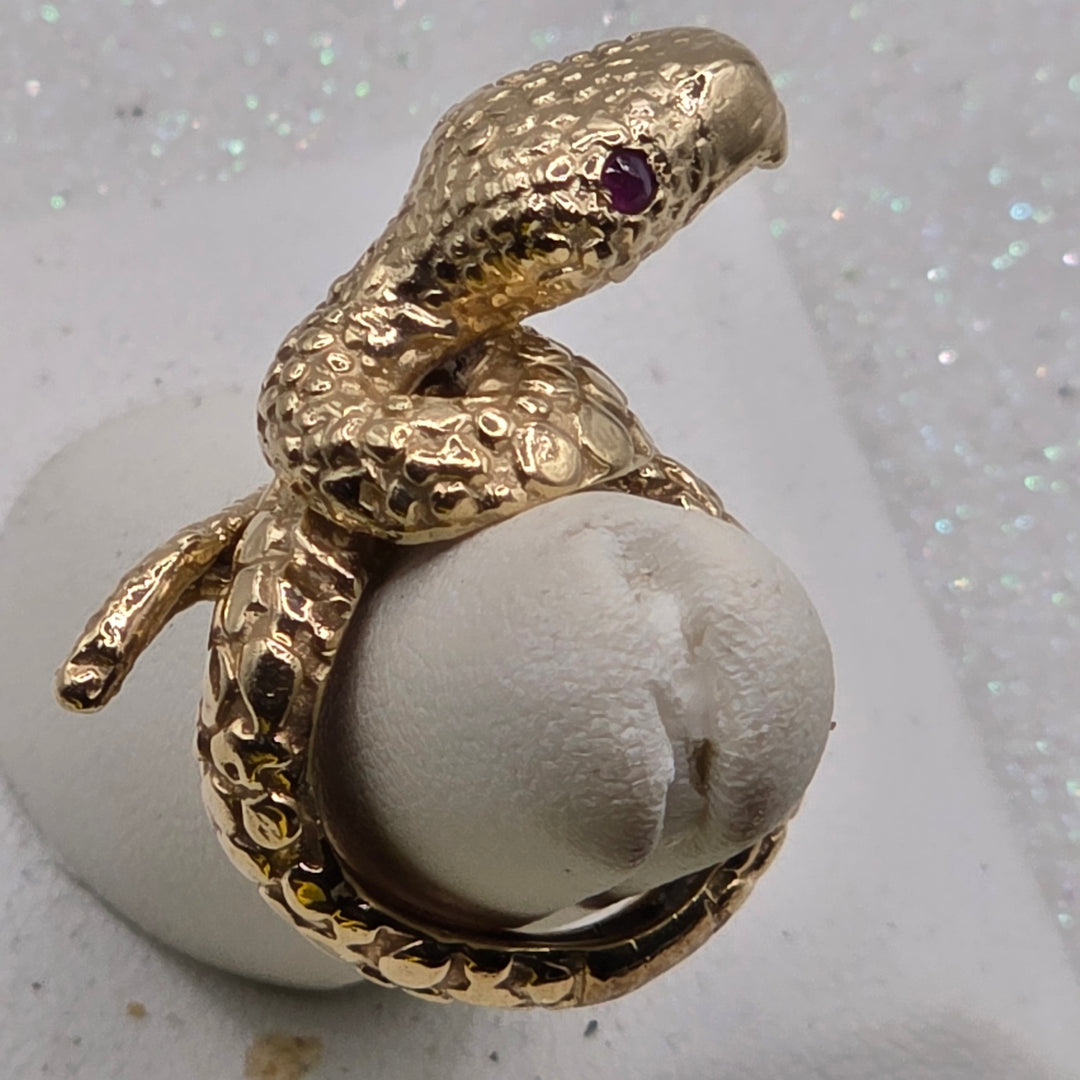 Gold & Ruby Coiled Snake Ring