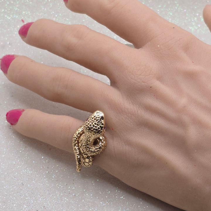 Gold & Ruby Coiled Snake Ring