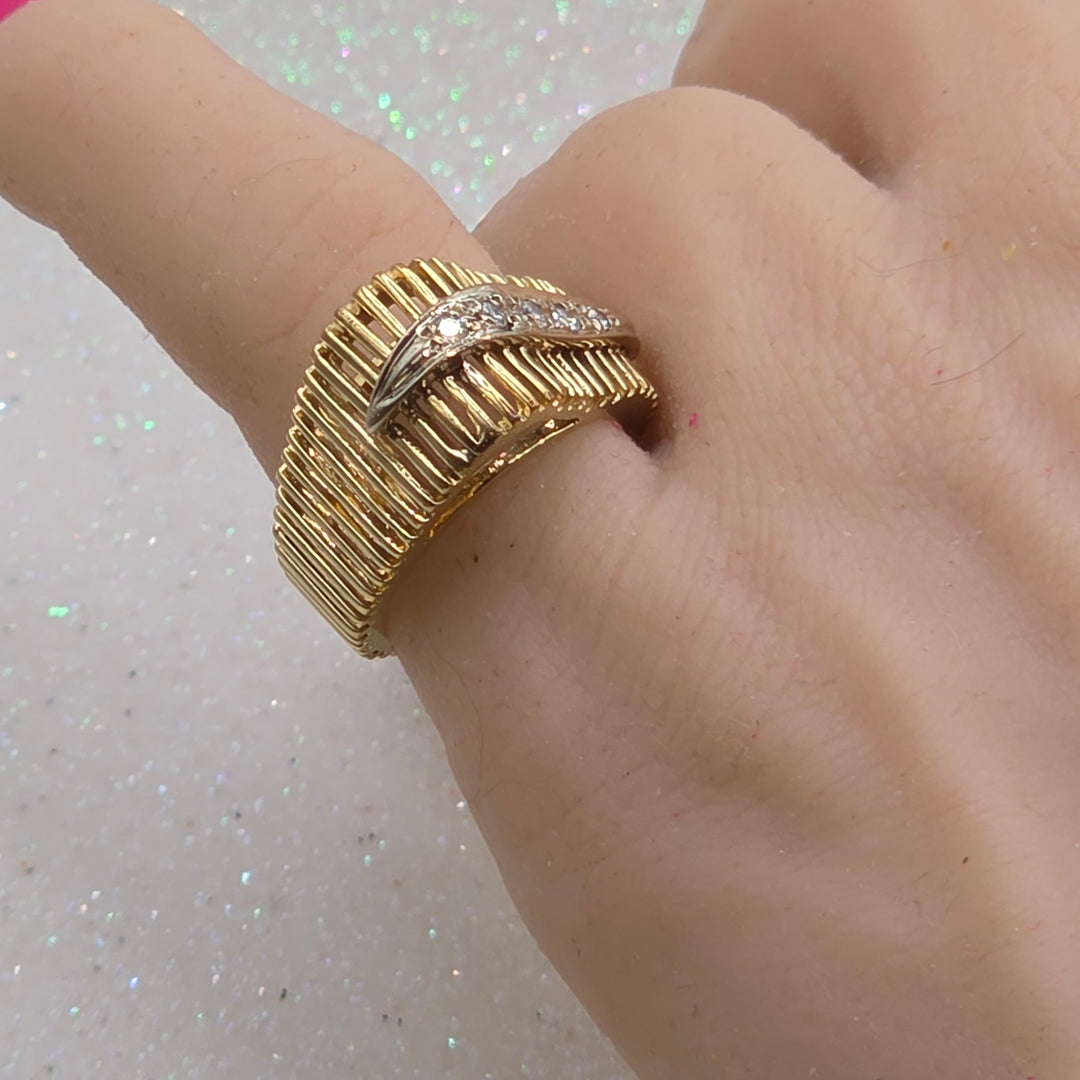 Gold & Diamond Geometric Art Deco Ring
