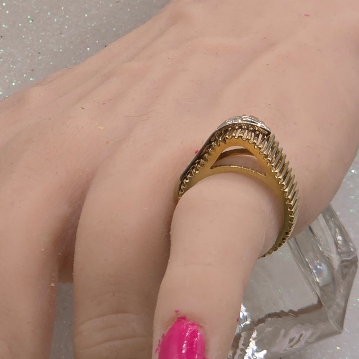 Gold & Diamond Geometric Art Deco Ring