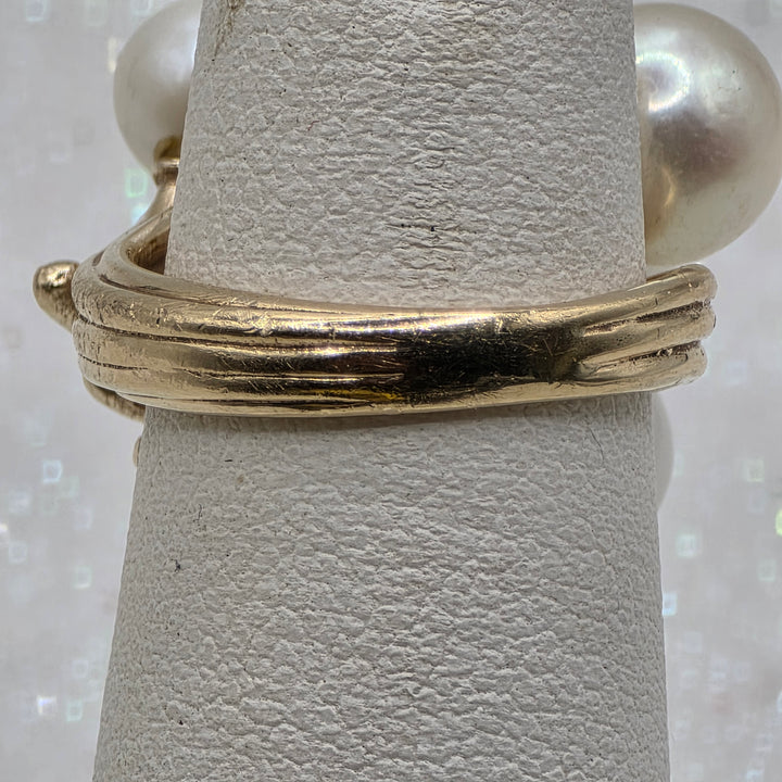 Gold, Pearl & Diamond Cluster Statement Ring