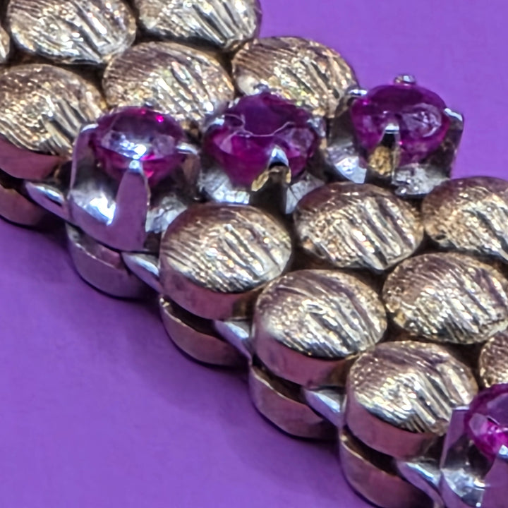 Gold & Ruby Geometric Slant Row Bracelet