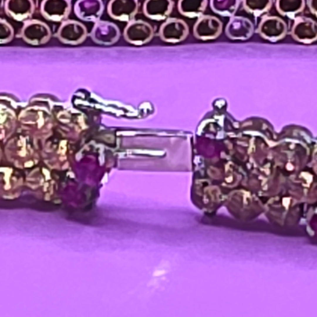 Gold & Ruby Geometric Slant Row Bracelet