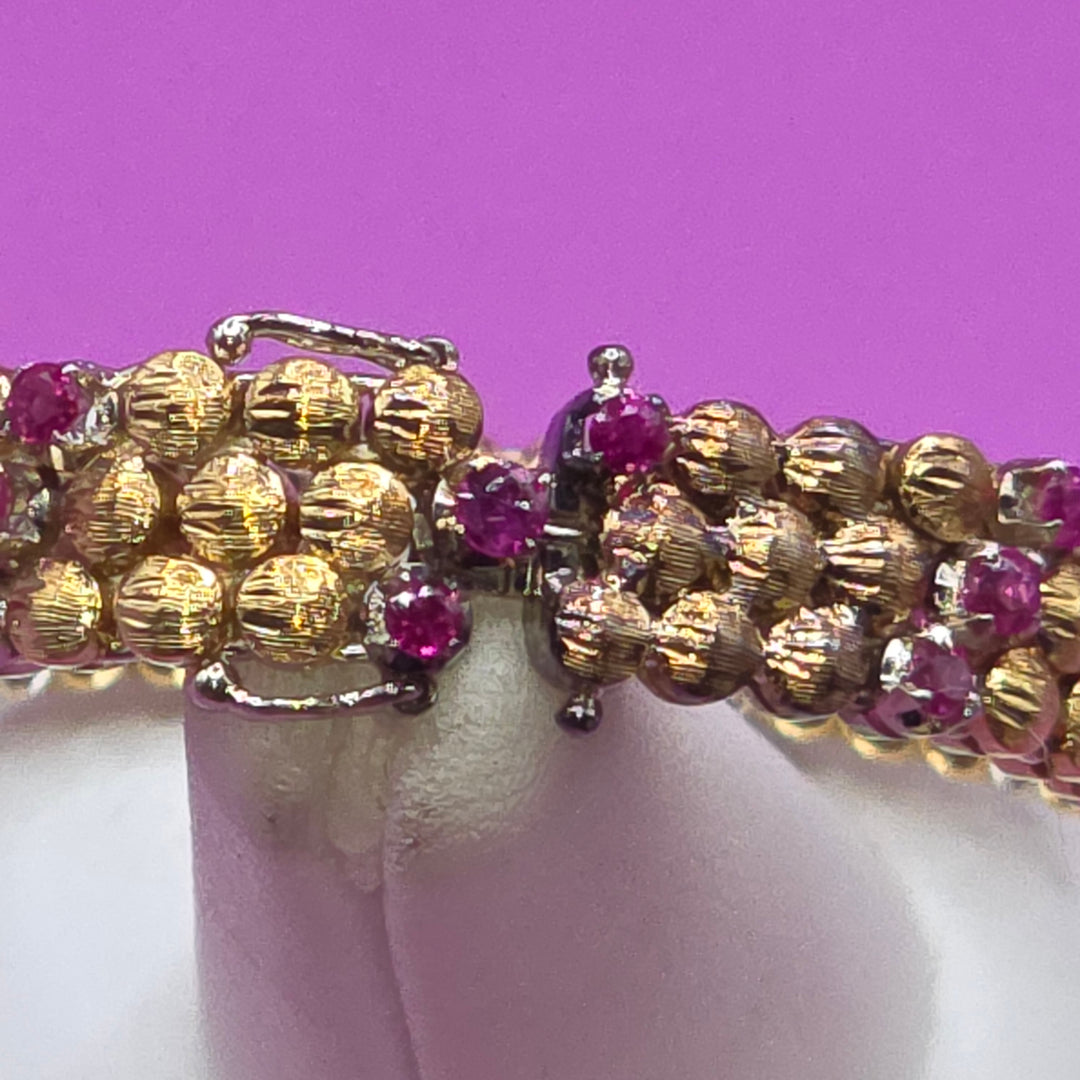 Gold & Ruby Geometric Slant Row Bracelet