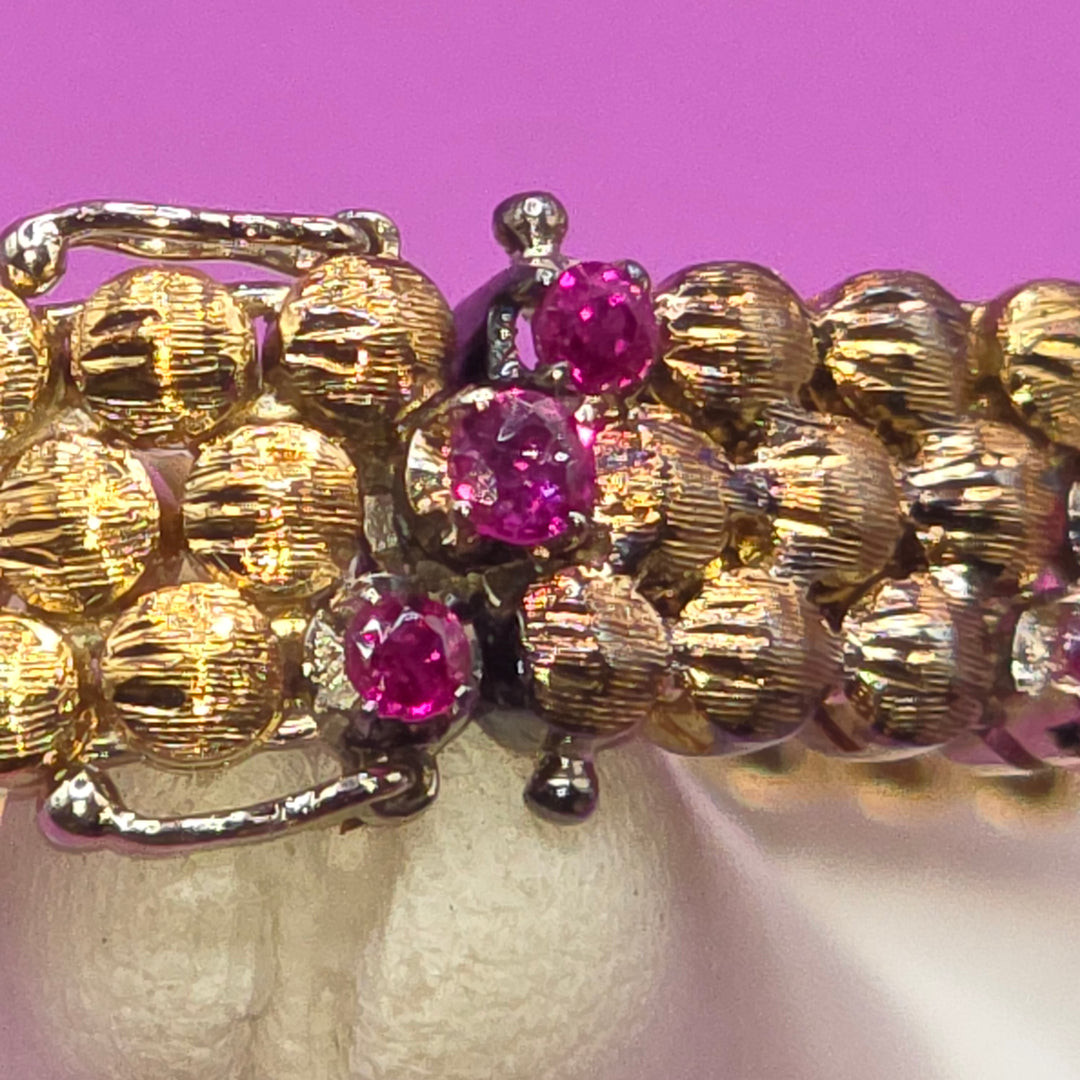 Gold & Ruby Geometric Slant Row Bracelet