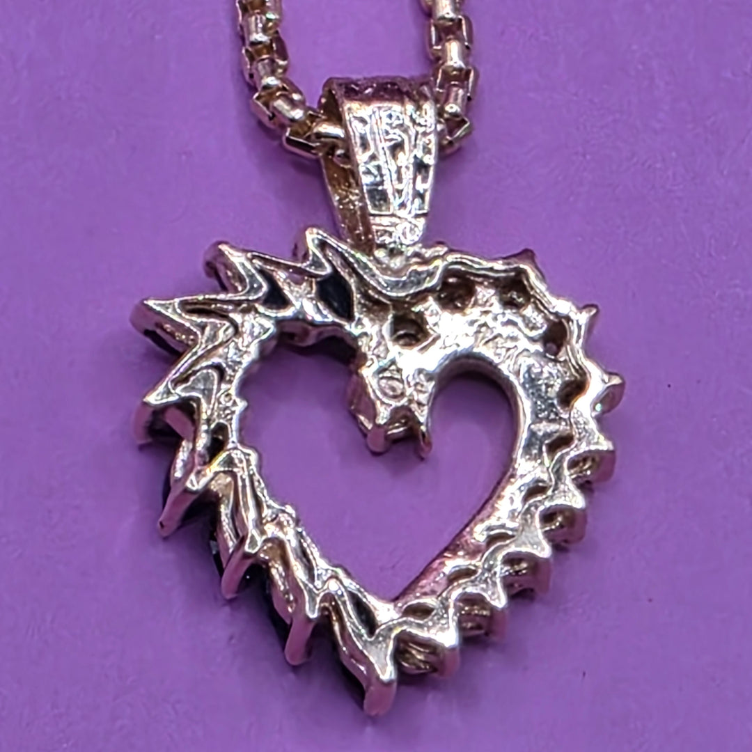 Gold, Sapphire & Diamond Heart Necklace