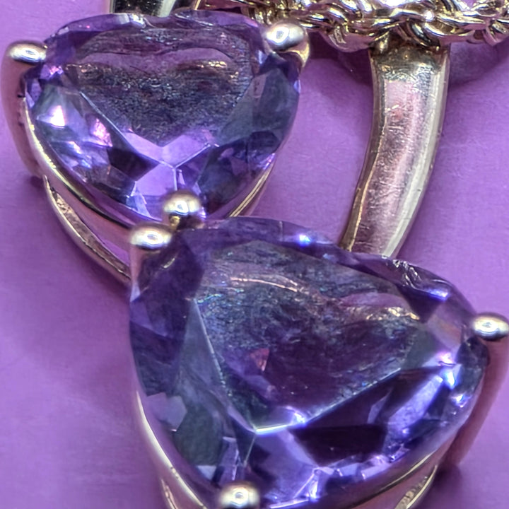Gold, Amethyst & Diamond Happy Heart Necklace