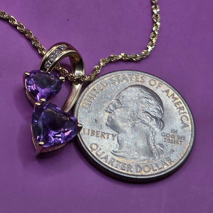 Gold, Amethyst & Diamond Happy Heart Necklace