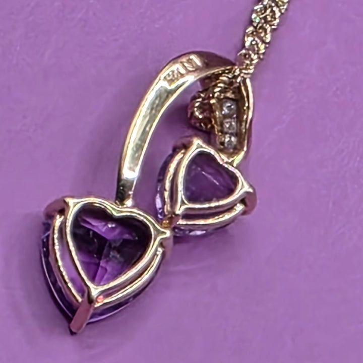 Gold, Amethyst & Diamond Happy Heart Necklace