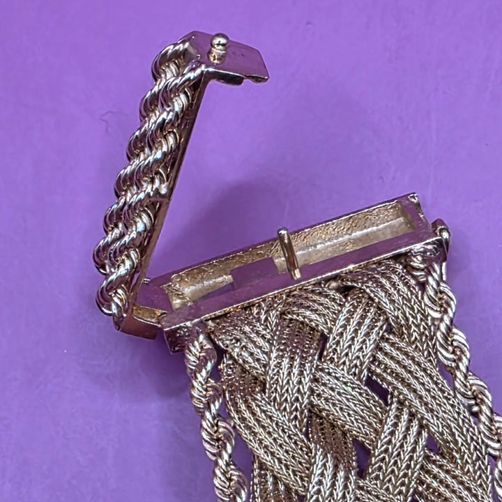 Gold Mid-Century Detailed Braid & Weave Tassel Bracelet