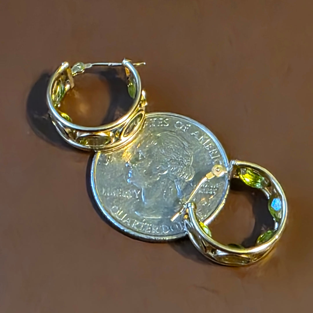 Gold & Light Green Tanzanite Huggy Earrings