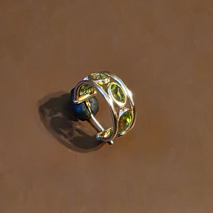 Gold & Light Green Tanzanite Huggy Earrings