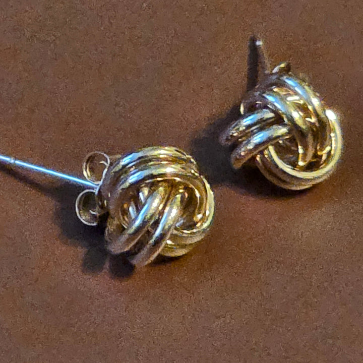 Gold Tight Love Knot Stud Earrings