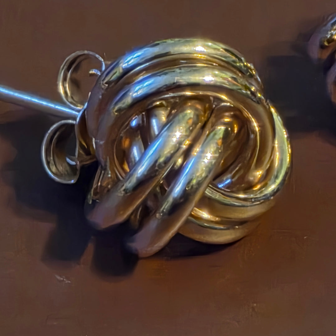 Gold Tight Love Knot Stud Earrings