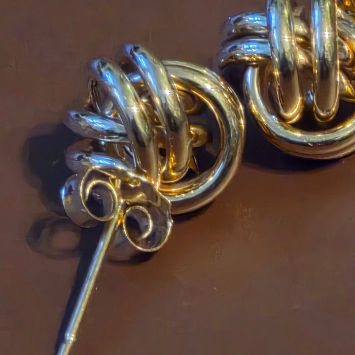 Gold Tight Love Knot Stud Earrings