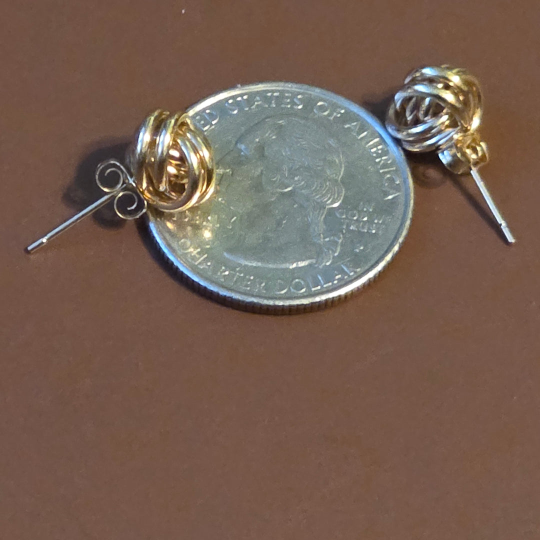 Gold Tight Love Knot Stud Earrings