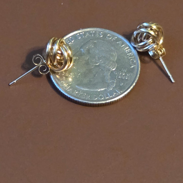 Gold Tight Love Knot Stud Earrings