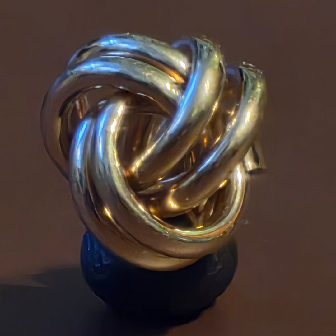 Gold Tight Love Knot Stud Earrings