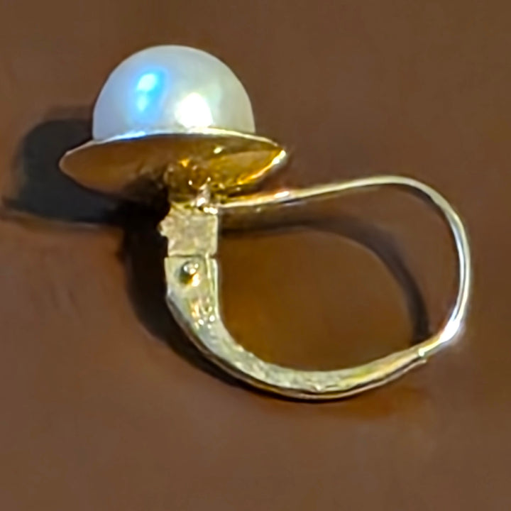 Gold & Pearl Scalloped Halo Stud Earrings