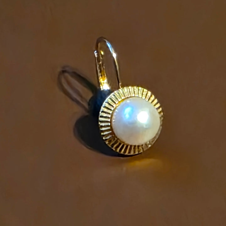 Gold & Pearl Scalloped Halo Stud Earrings