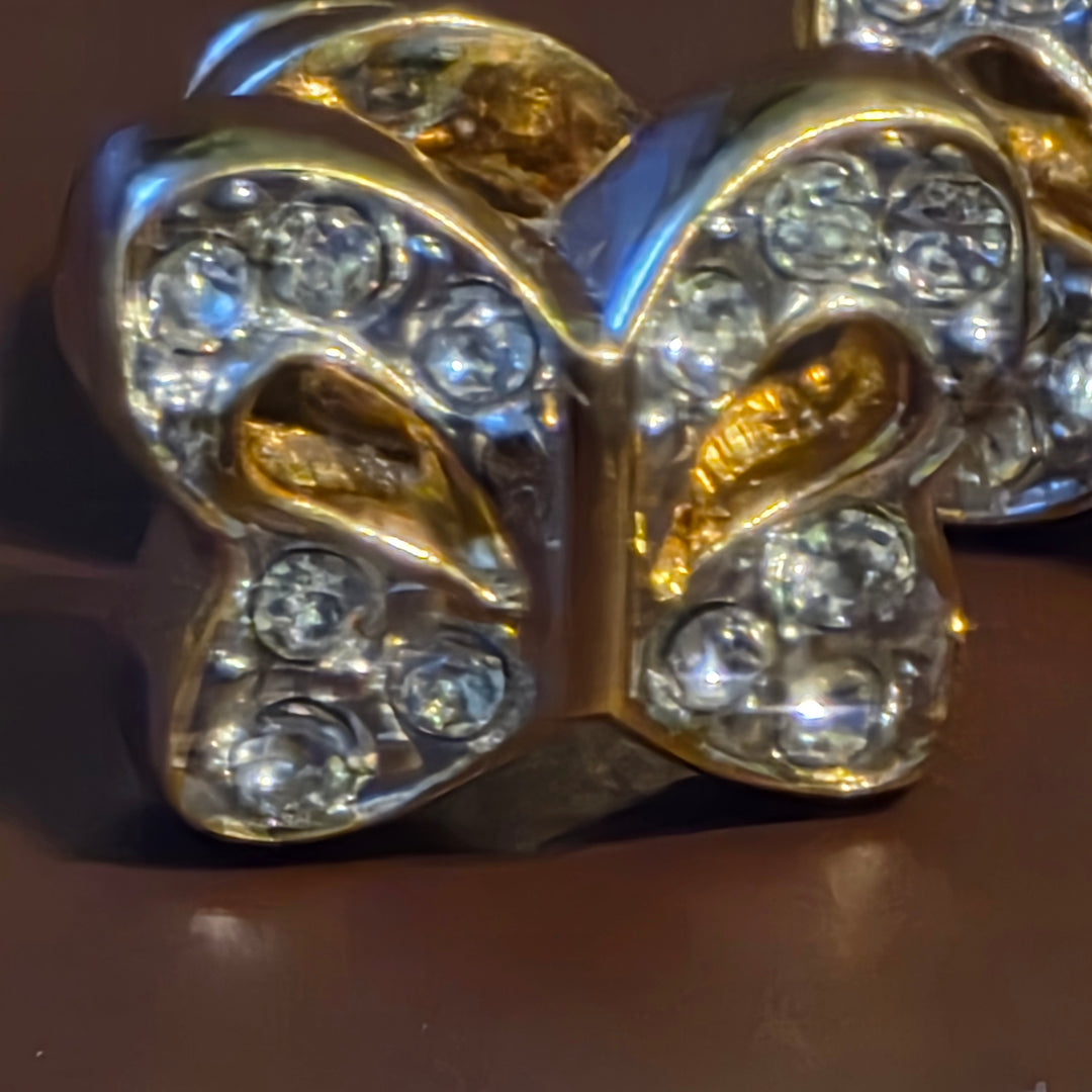 Gold & Diamond Butterfly Stud Earrings