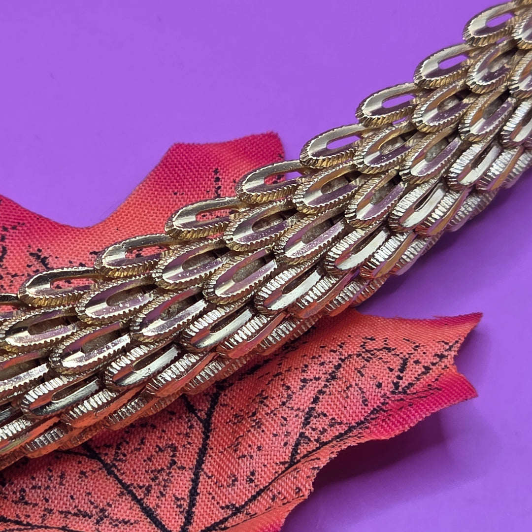 Vintage 1970s 18K Gold Articulated Chevron Bracelet