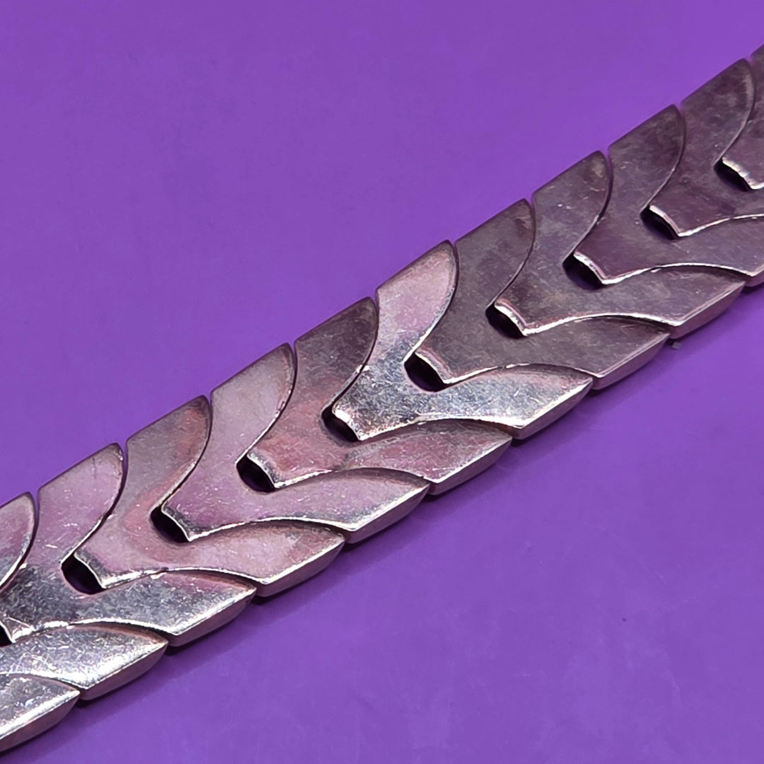 Gold Panel, Partially Textured Link Bracelet