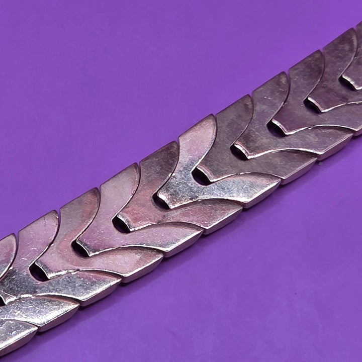 Gold Panel, Partially Textured Link Bracelet