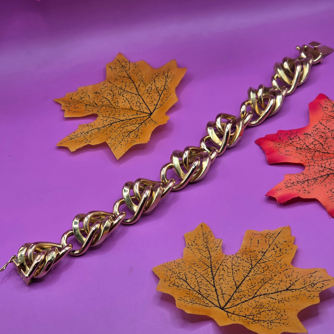 Gold Mid-Century Modern Double Curb Link Bracelet