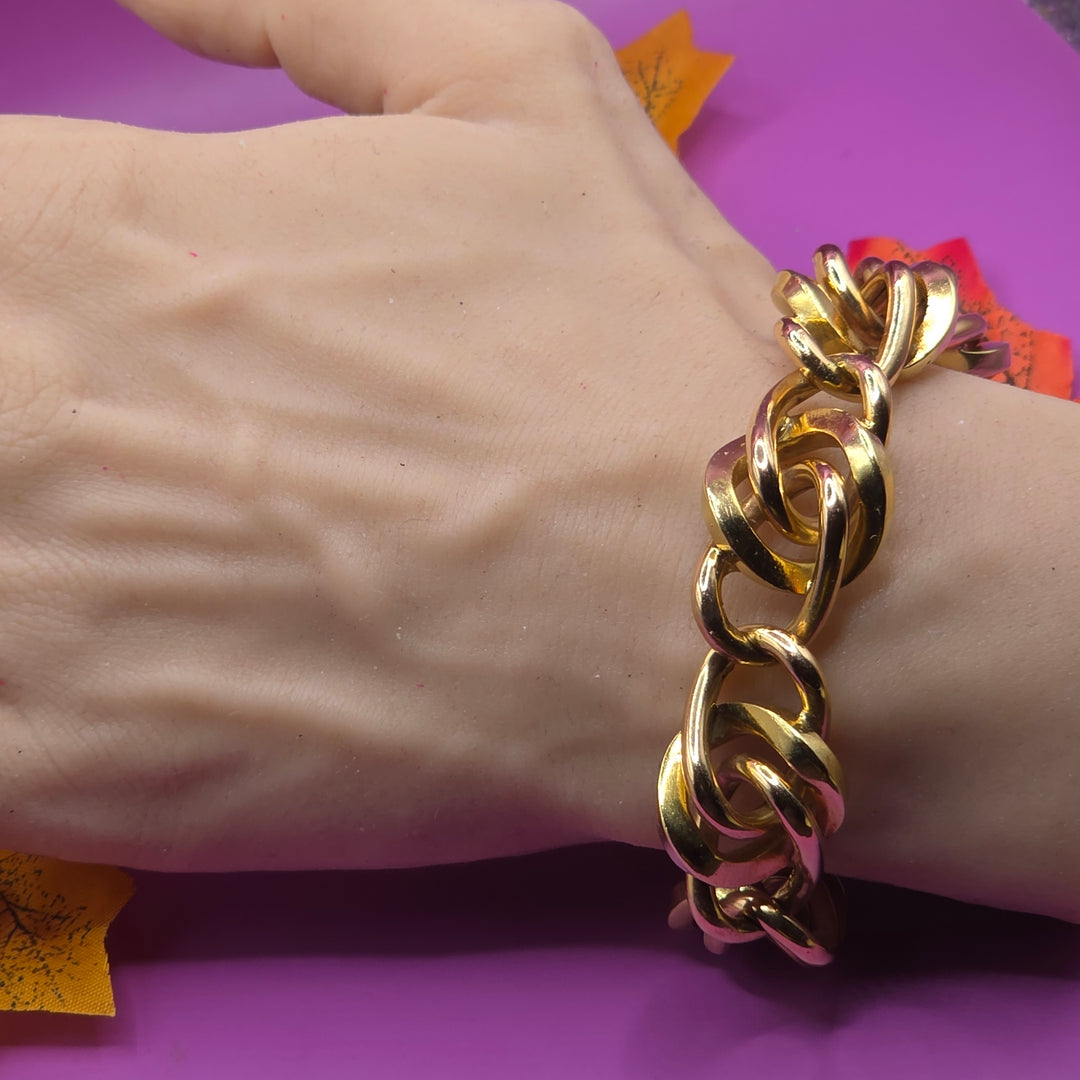 Gold Mid-Century Modern Double Curb Link Bracelet