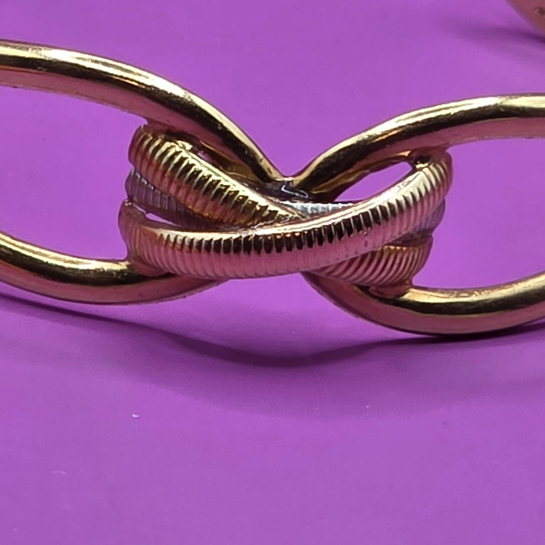Gold Two Tone Knotted Bow Bangle Bracelet