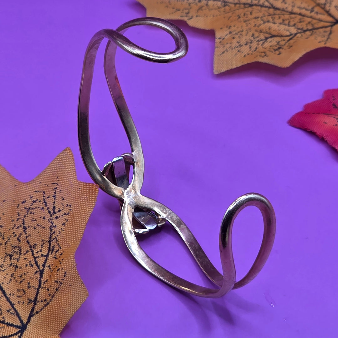 Gold Two Tone Knotted Bow Bangle Bracelet