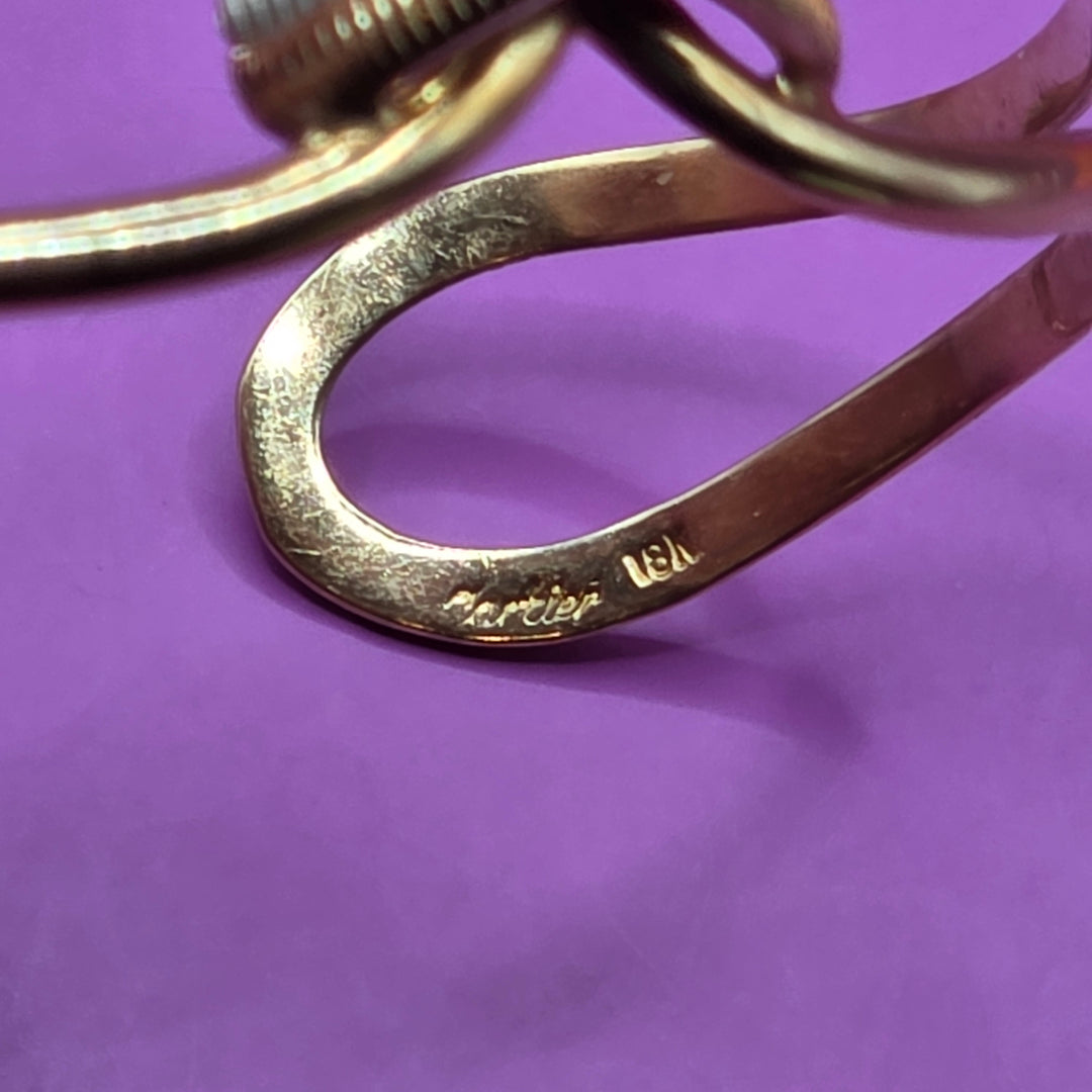 Gold Two Tone Knotted Bow Bangle Bracelet