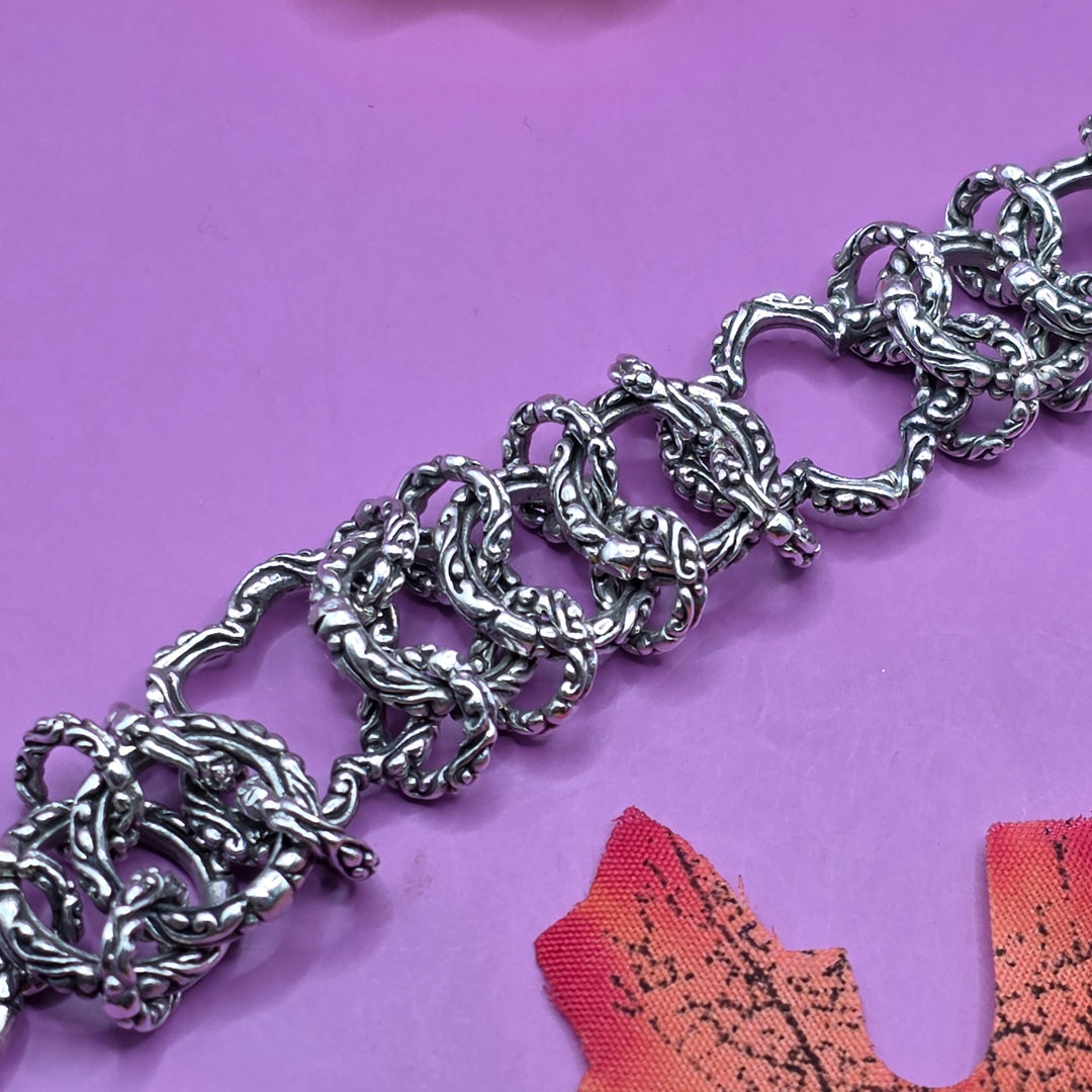 Sterling Silver Intricate Open Link Bracelet