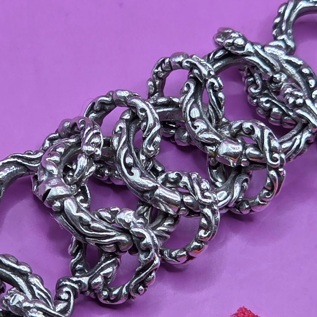 Sterling Silver Intricate Open Link Bracelet