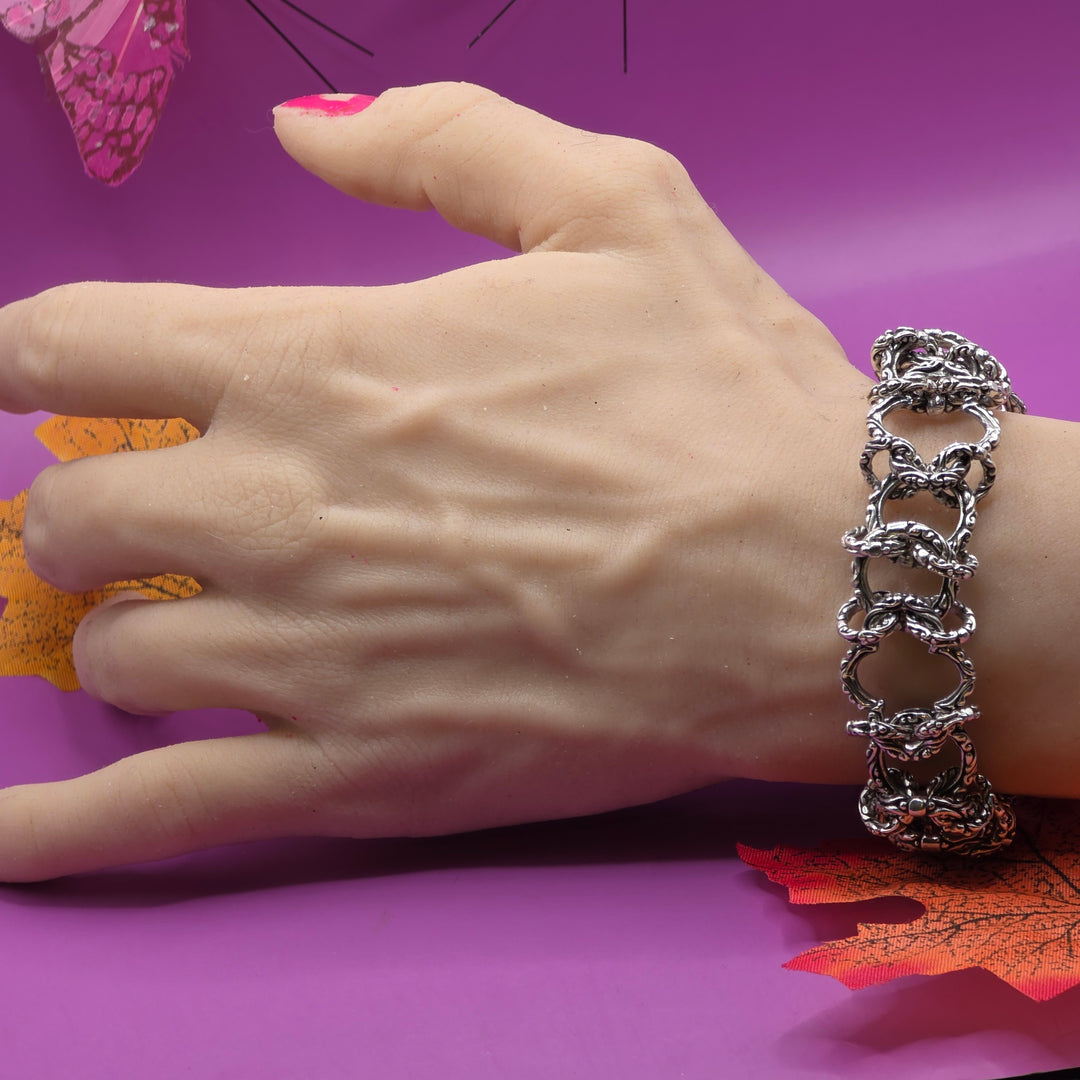 Sterling Silver Intricate Open Link Bracelet