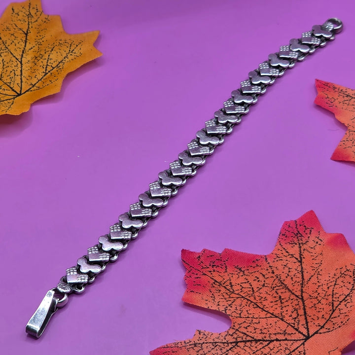 Sterling Silver Squash Hearts Link Bracelet
