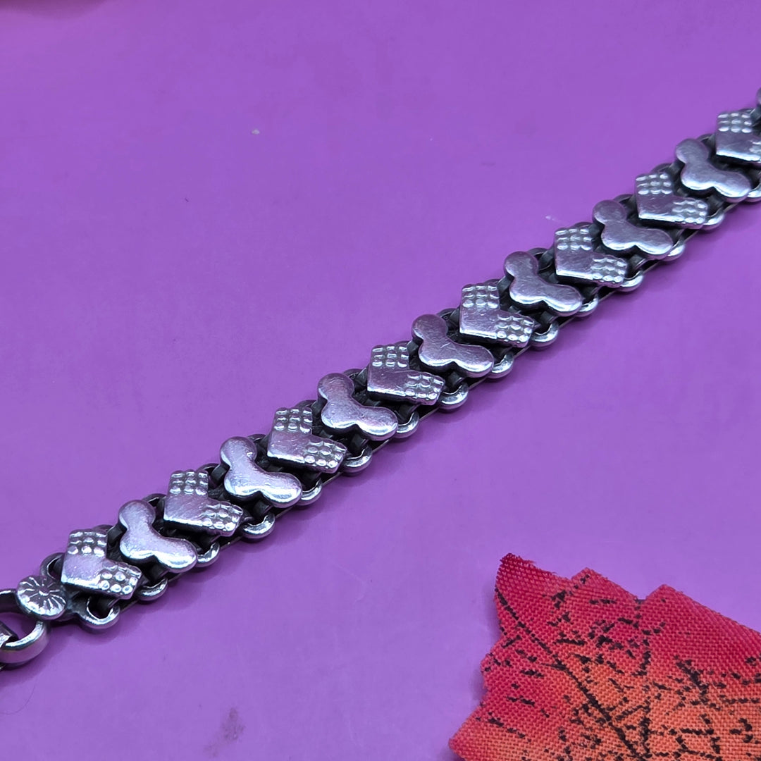Sterling Silver Squash Hearts Link Bracelet