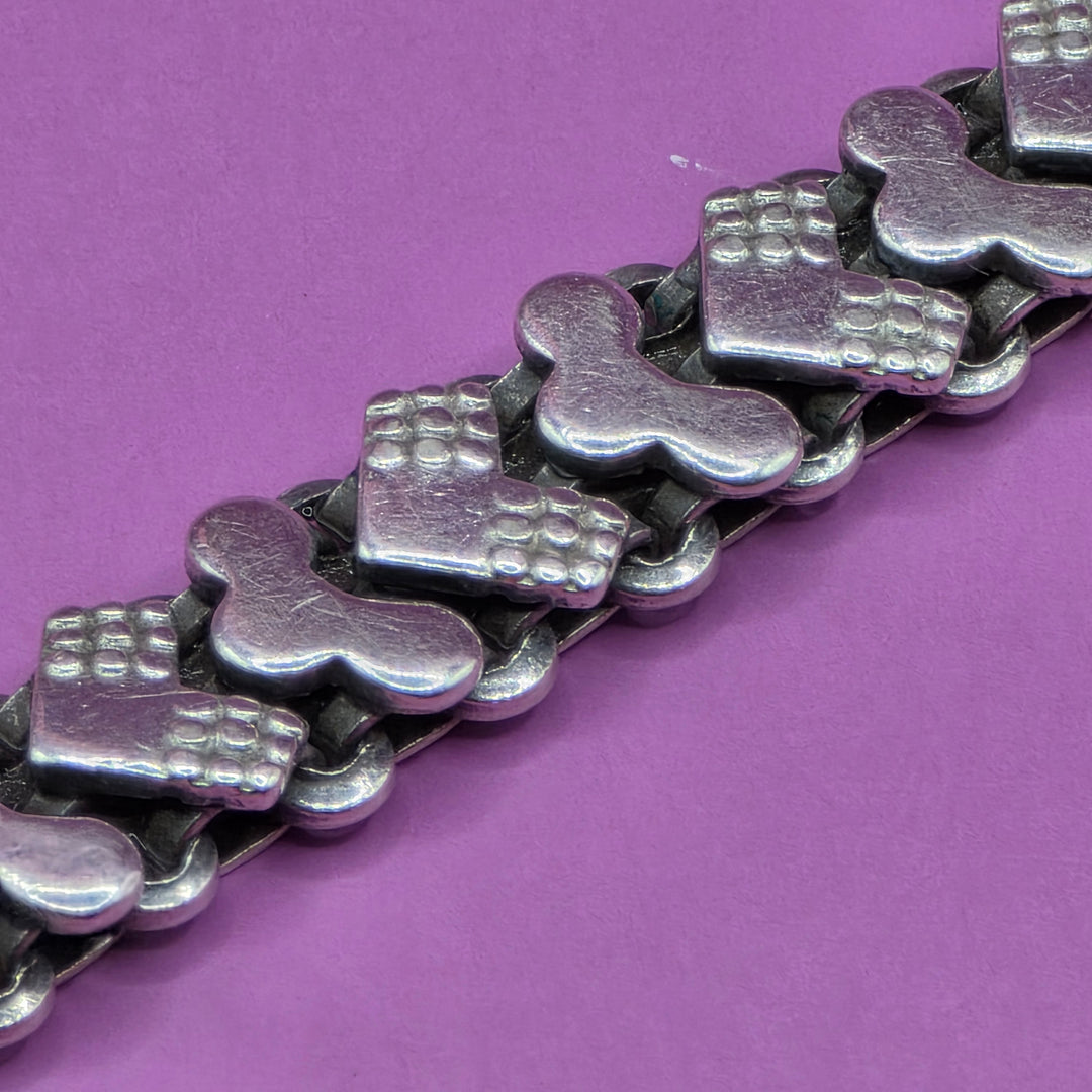 Sterling Silver Squash Hearts Link Bracelet