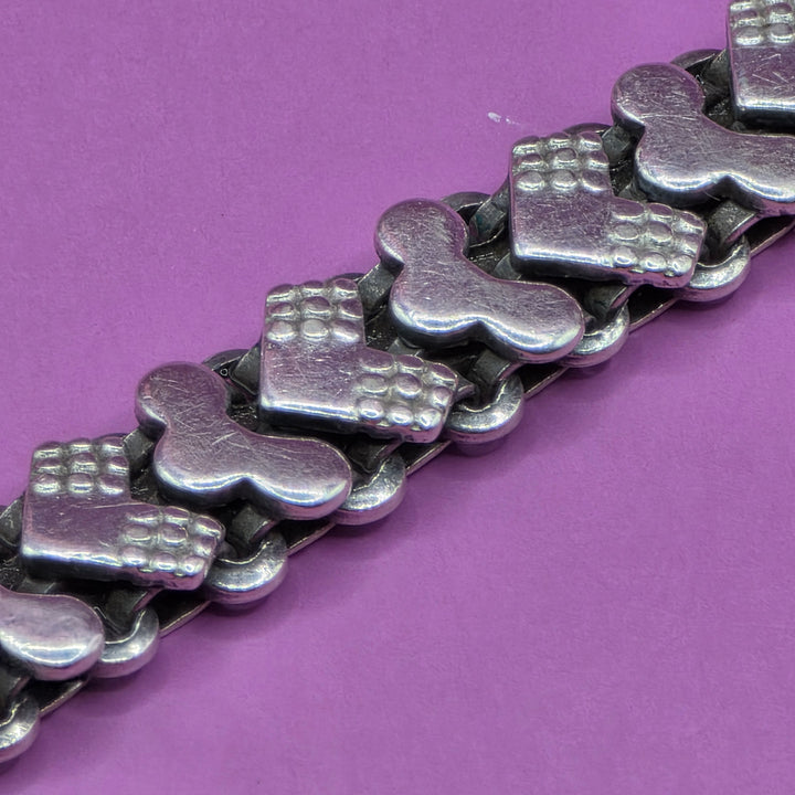 Sterling Silver Squash Hearts Link Bracelet