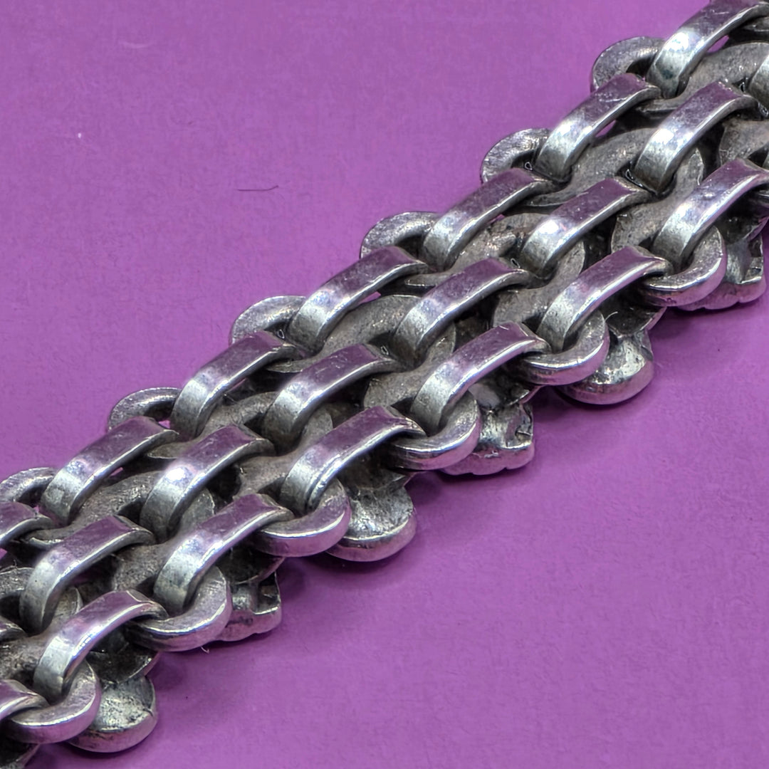 Sterling Silver Squash Hearts Link Bracelet