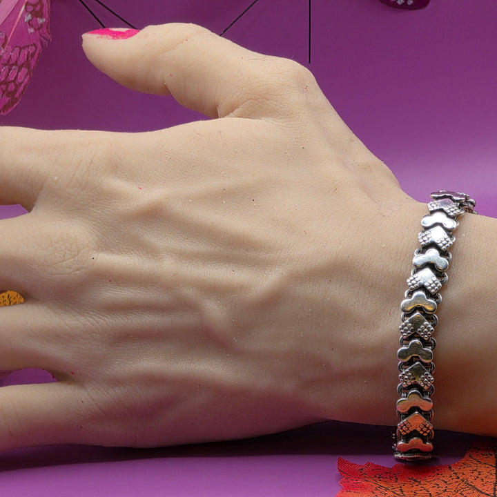 Sterling Silver Squash Hearts Link Bracelet