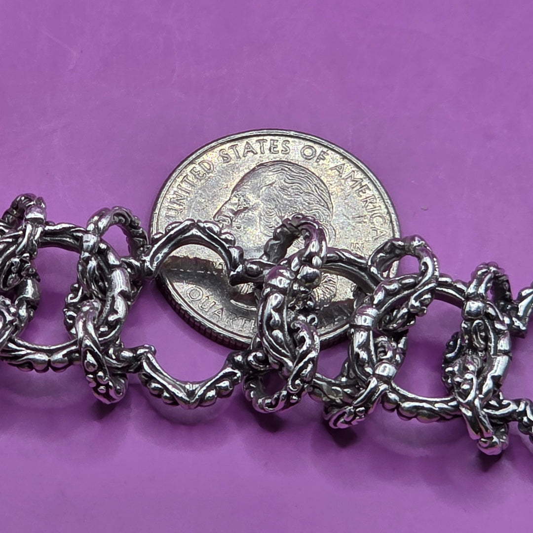 Sterling Silver Intricate Open Link Bracelet