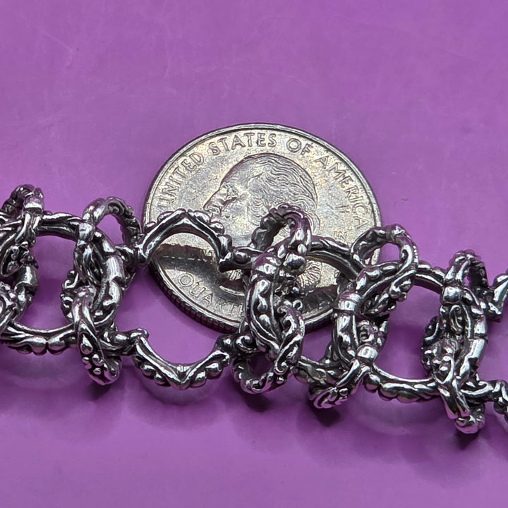 Sterling Silver Intricate Open Link Bracelet