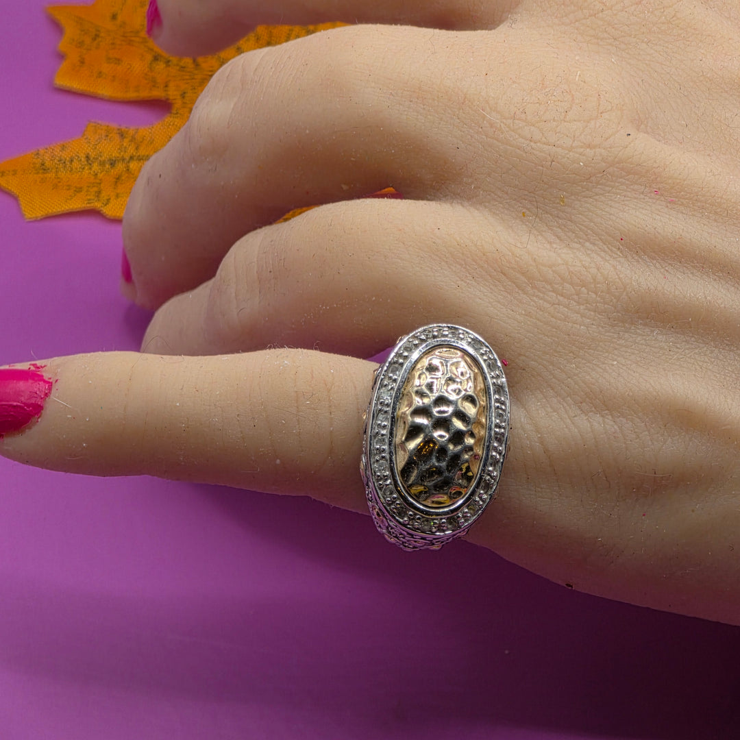 Gold & Sterling Silver Domed Chunky Ring