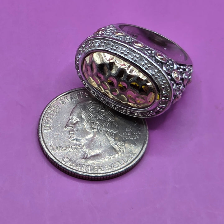 Gold & Sterling Silver Domed Chunky Ring