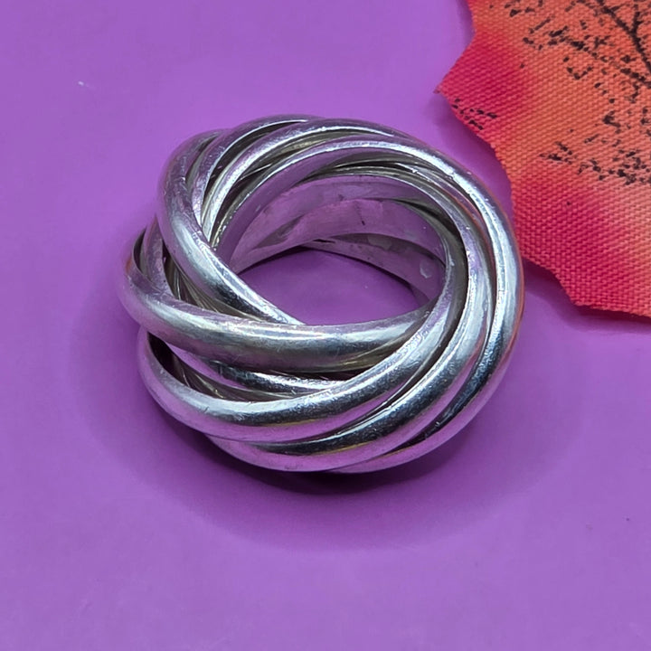 Sterling Silver Nine Band Melody Ring