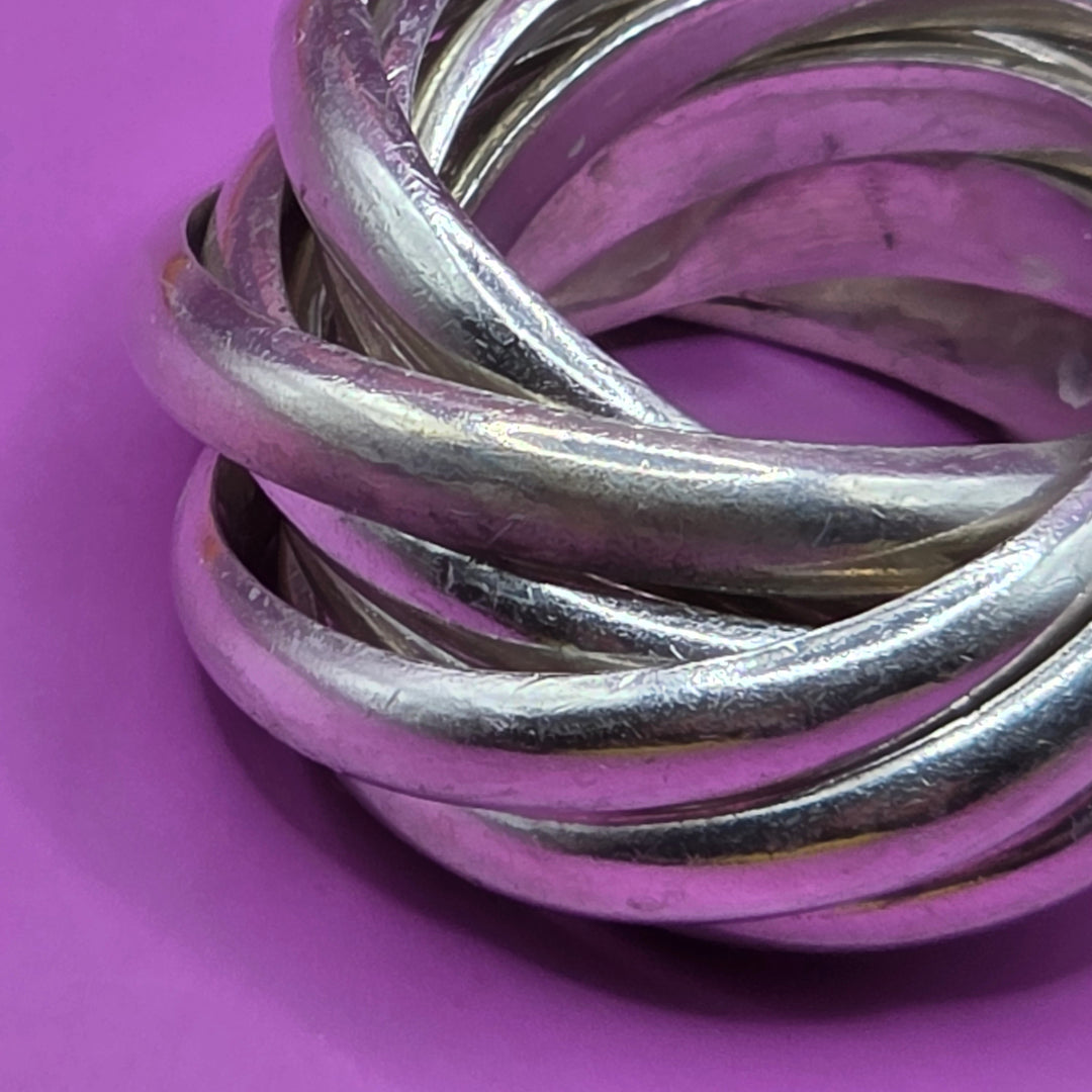 Sterling Silver Nine Band Melody Ring